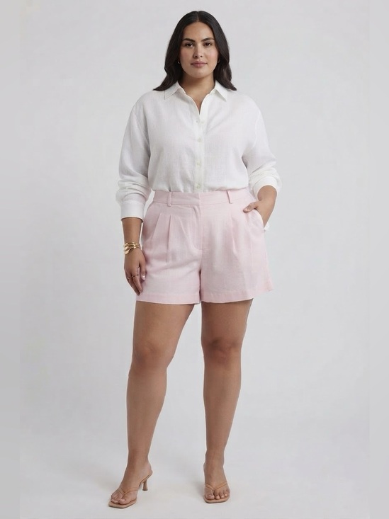 Open Edit Pants - Open Edit Pleated Linen Blend Shorts